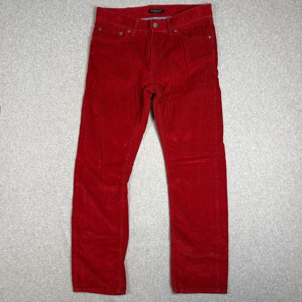 Banana Republic Women's Size 31x30 Red Pima Cotton Corduroy Pants Trousers